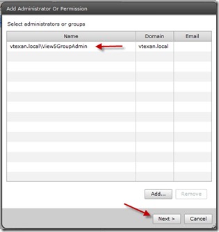 14 - noticed the admin group was added - click next