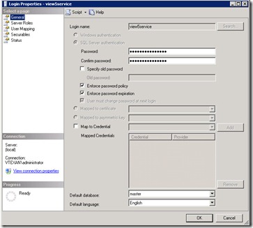 7 - create username - i used view5service and type in password