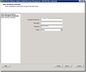 13 - Enter the credentials for your VNX
