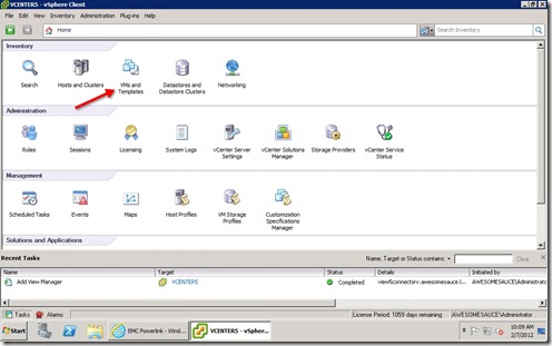 10 - click on Home - VMS and templates