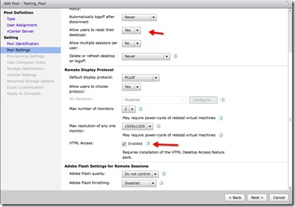 8 - Pool Settings - Notice the new HTML option